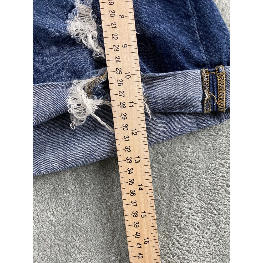 Judy Blue Los Angeles Womens Distressed Denim Shorts Dark Wash Cuffed Size L - Picture 9 of 14
